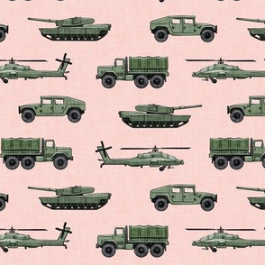 military vehicles 2 - army - green on pink - LAD19