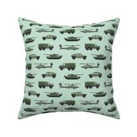 military vehicles 2 - army - green on mint - LAD19