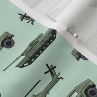 military vehicles 2 - army - green on mint - LAD19