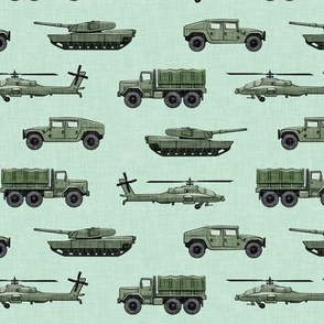 military vehicles 2 - army - green on mint - LAD19