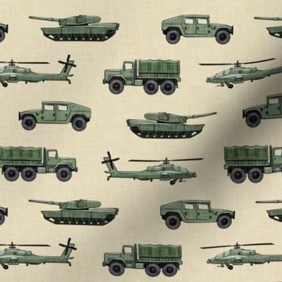 military vehicles 2 - army - green on light tan - LAD19