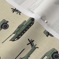 military vehicles 2 - army - green on light tan - LAD19