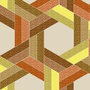 Braided Hexagons in Beige Browns and Yellow Greens