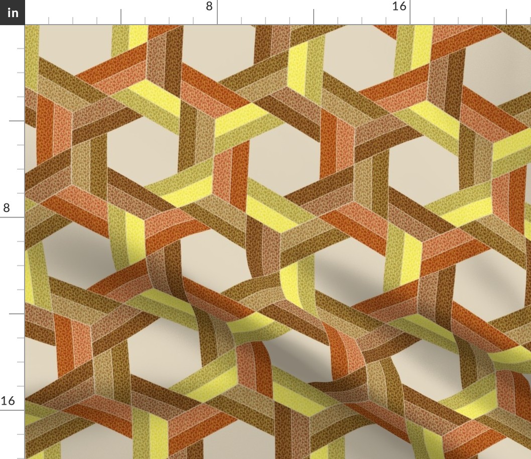 Braided Hexagons in Beige Browns and Yellow Greens