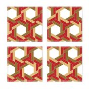Braided Hexagons in Red Bronze Cream and White