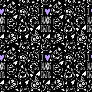 I Love Black Cats - black with purple