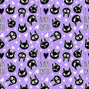 I Love Black Cats - purple