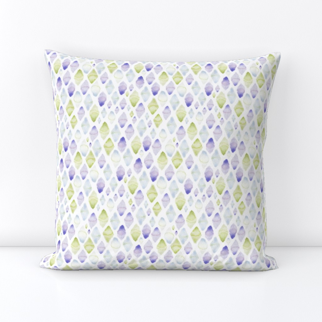 Blue, purple and green - abstract scales fabric and wallpaper print