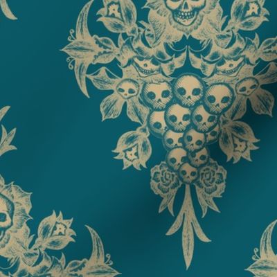 Skullflower Damask - turquoise