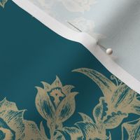 Skullflower Damask - turquoise