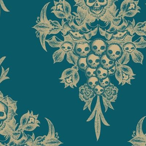 Skullflower Damask - turquoise