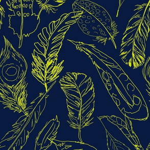 Fancy Feathers // Chartreuse on Navy