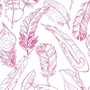 Fancy Feathers // Hot Pink on White