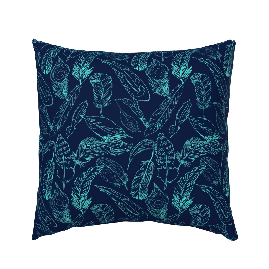 Fancy Feathers // Turquoise on Navy