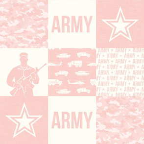Army - Patchwork fabric - Soldier Military -  pink - LAD19