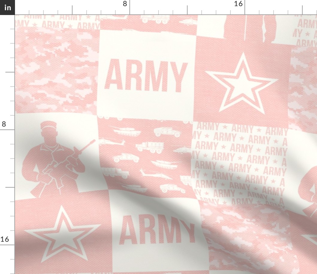 Army - Patchwork fabric - Soldier Military -  pink - LAD19