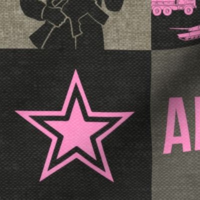 Army - Patchwork fabric - Soldier Military -  pink  - LAD19