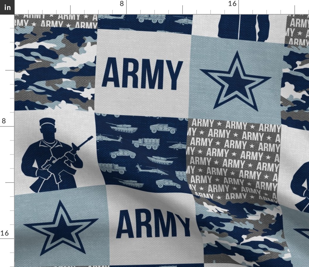 Army - Patchwork fabric - Soldier Military -  grey and dusty blue - LAD19