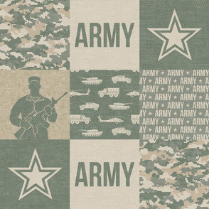 Army - Patchwork fabric - Soldier Military -  OG light  - LAD19