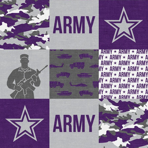 Army - Patchwork fabric - Soldier Military -  purple - LAD19