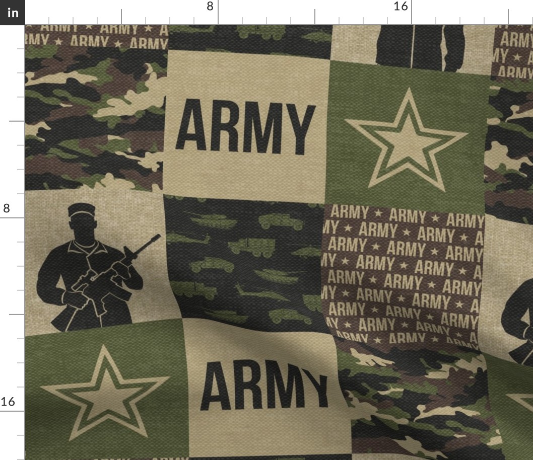 Army - Patchwork fabric - Soldier Military -  OG - LAD19