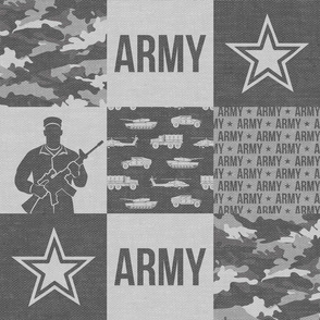 Army - Patchwork fabric - Soldier Military -  grey - LAD19