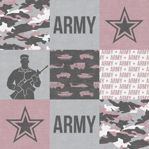 Army - Patchwork fabric - Soldier Military -  mauve - LAD19