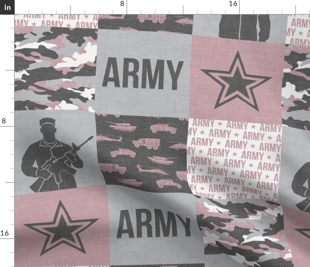 Army - Patchwork fabric - Soldier Military -  mauve - LAD19