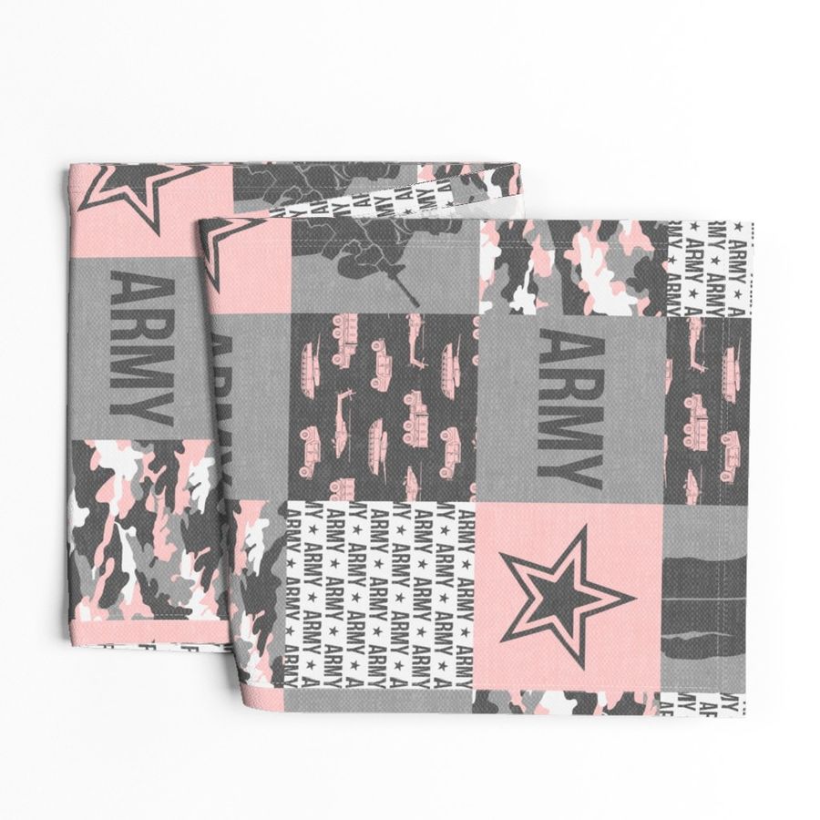 Army - Patchwork fabric - Soldier Military -  pink and grey - LAD19