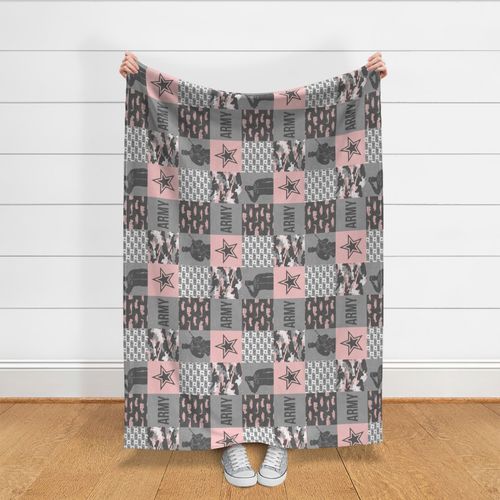 Army - Patchwork fabric - Soldier Military -  pink and grey (90) - LAD19