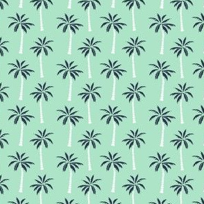 SMALL - palm tree // mint and navy palms fabric andrea lauren design palm prints tropical andrea lauren