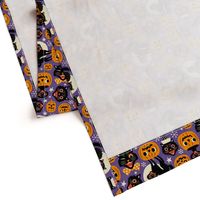 Large Scale / Spooky vintage cats and pumpkins / Purple