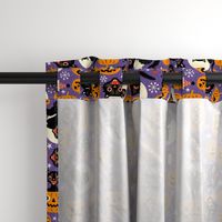 Large Scale / Spooky vintage cats and pumpkins / Purple