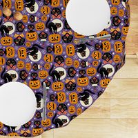 Large Scale / Spooky vintage cats and pumpkins / Purple