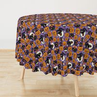 Large Scale / Spooky vintage cats and pumpkins / Purple