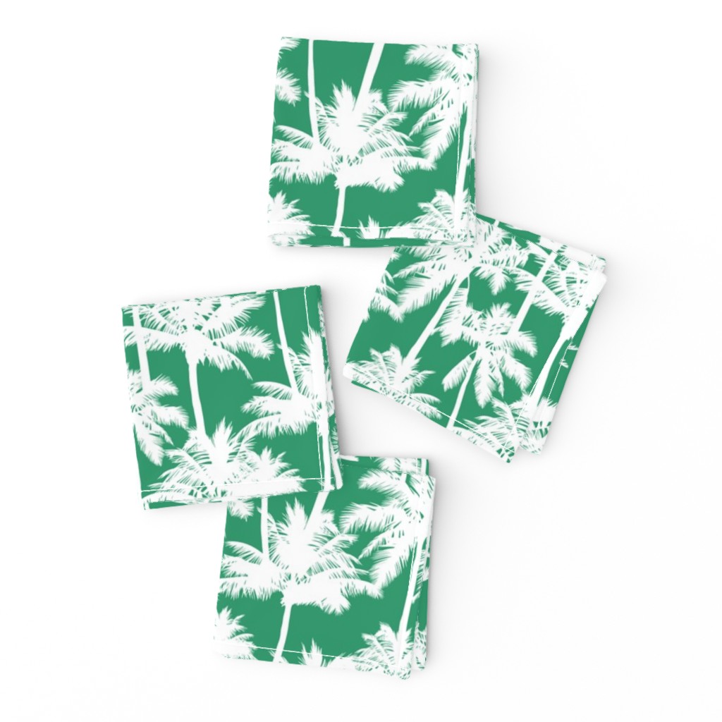 palm trees - white on green, small