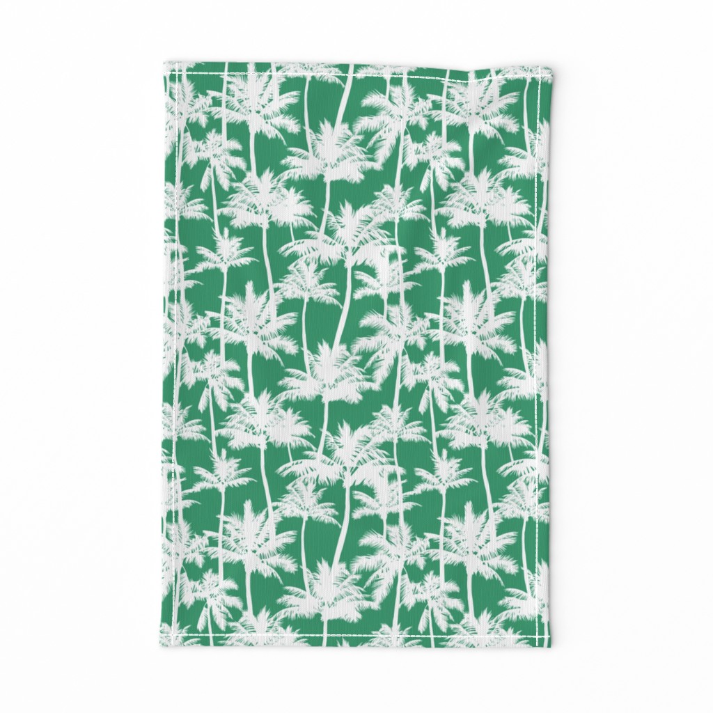 palm trees - white on green, small