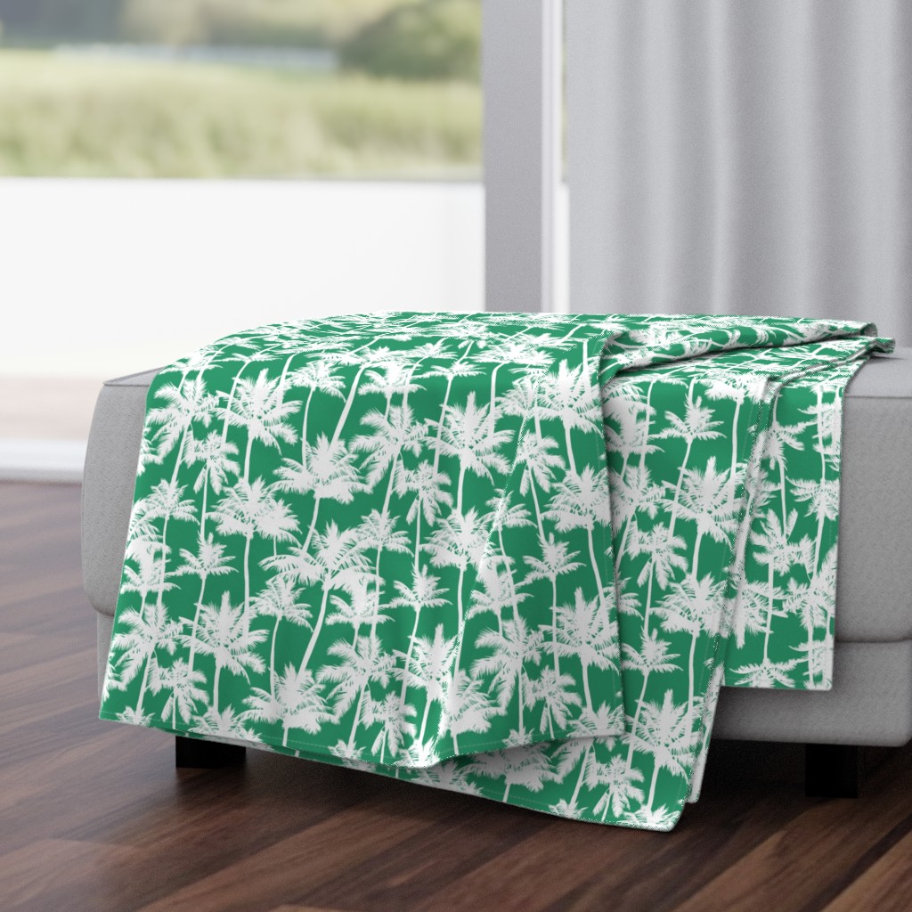 palm trees - white on green, small