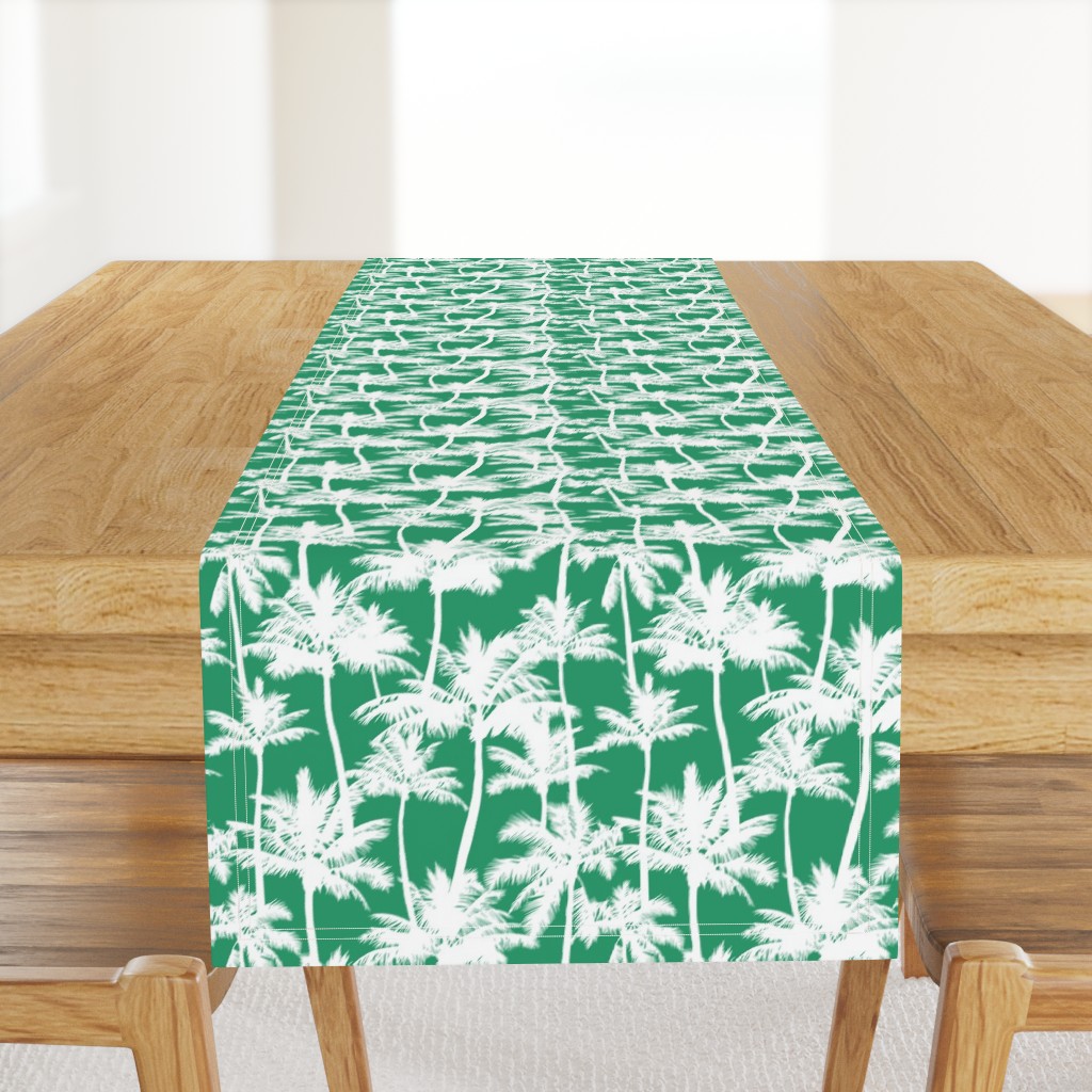 palm trees - white on green, small