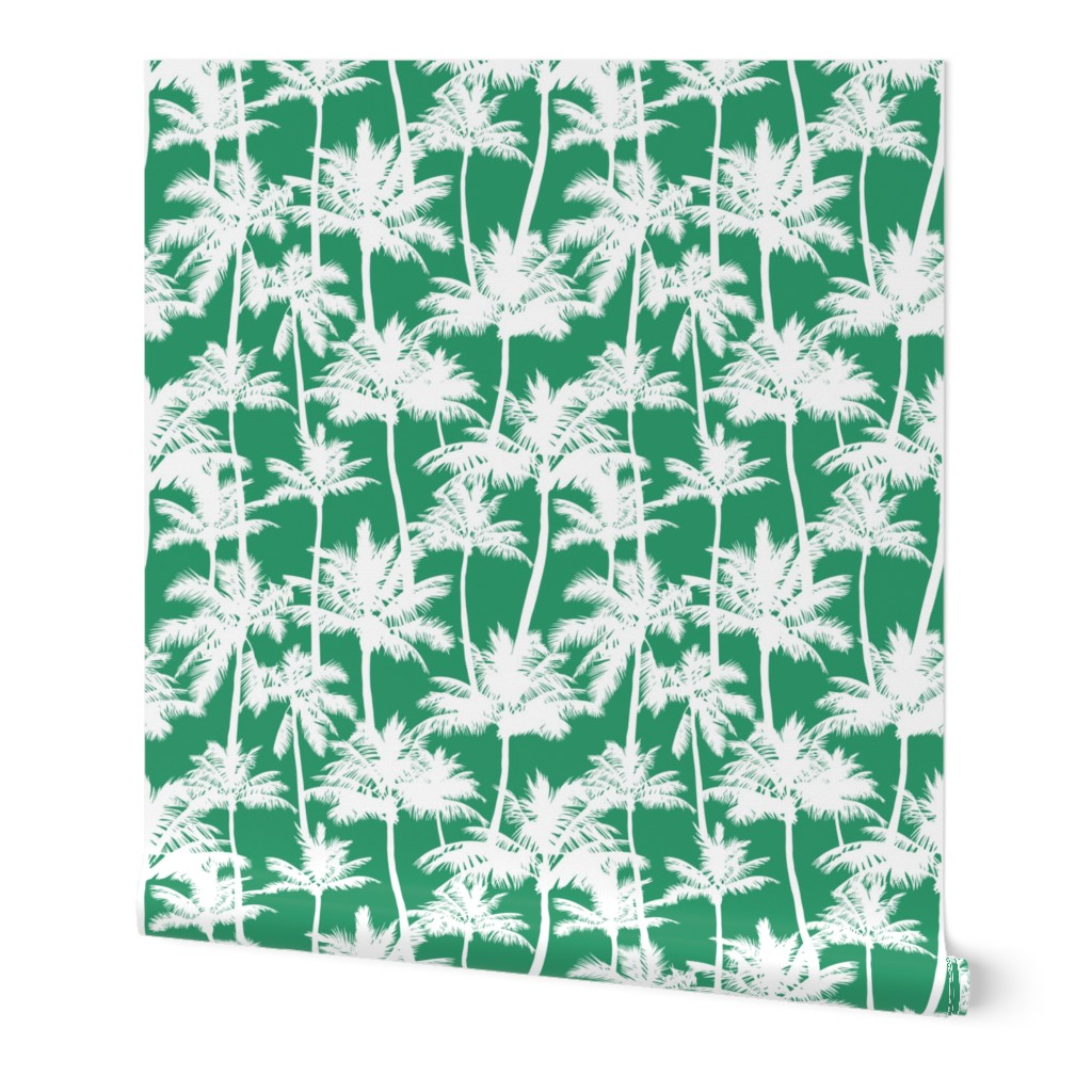 palm trees - white on green, small