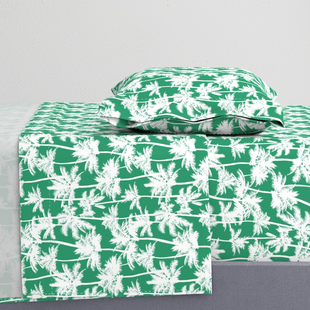 palm trees - white on green, small