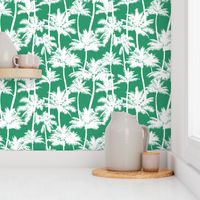 palm trees - white on green, small