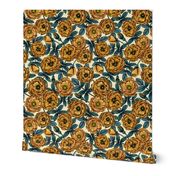 Golden-Yellow Roses - Vintage-Inspired Floral/Botanical Pattern