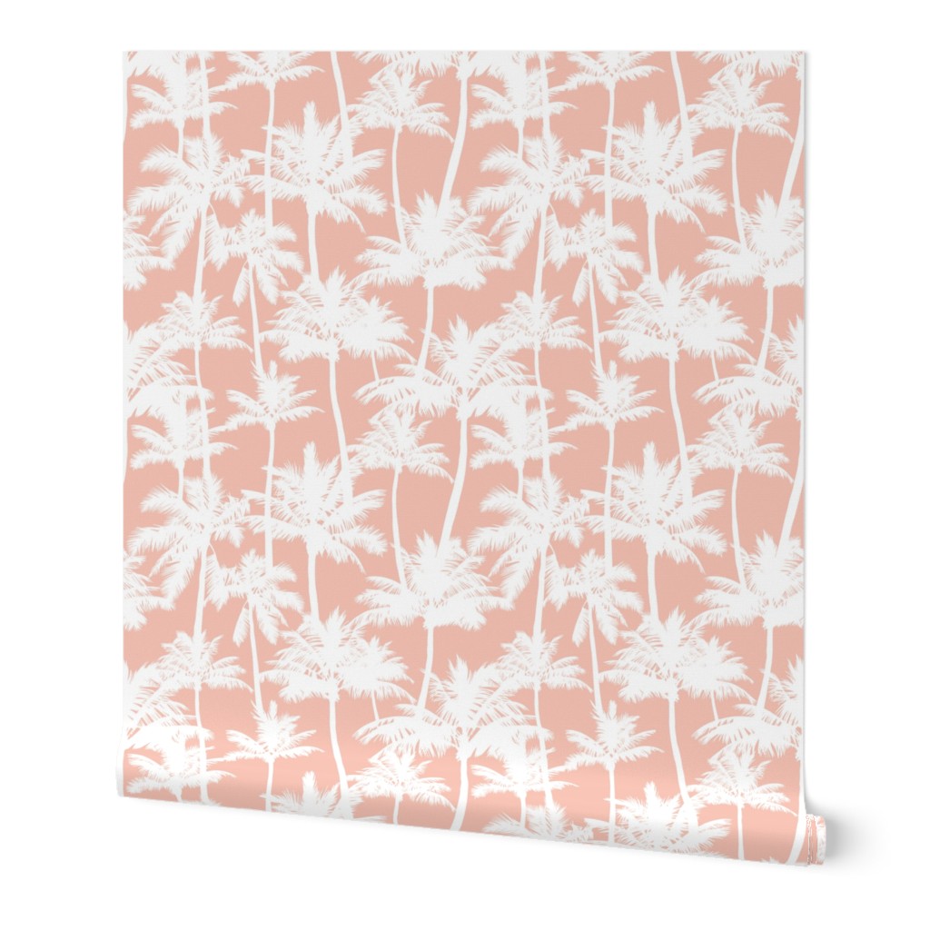 palm trees - white on blush, small