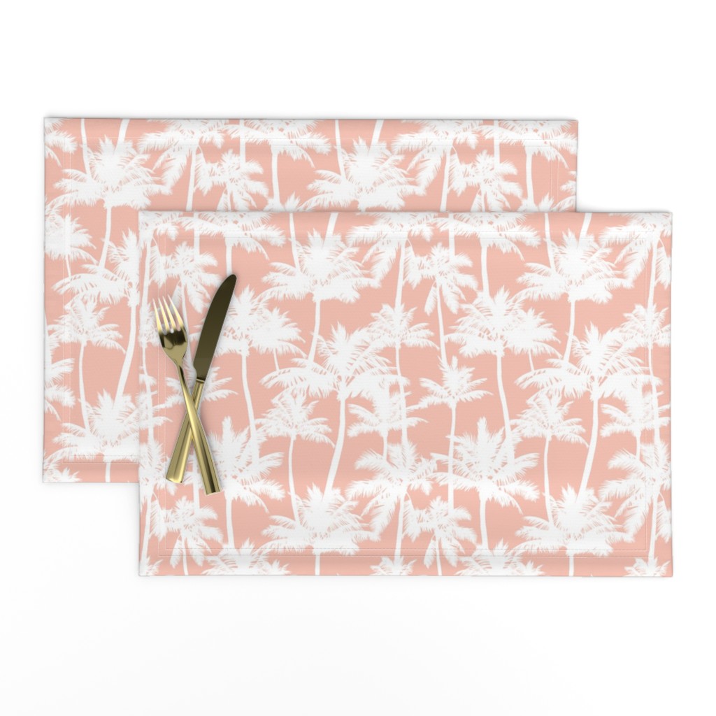 palm trees - white on blush, small