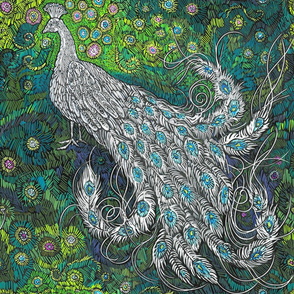 Green Blue Silver Peacock-Feather Challenge-Kim Marshall