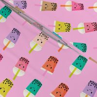 Boba Tea fabric - boba fabric, kawaii fabric, cute fabric, food fabric, bubble tea fabric, bubble tea, kawaii food - bright pink