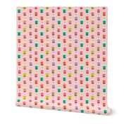 Boba Tea fabric - boba fabric, kawaii fabric, cute fabric, food fabric, bubble tea fabric, bubble tea, kawaii food - light pink