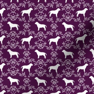 Labrador silhouette floral dog fabric - dog fabric, labrador fabric, dog breed fabric, dog silhouette fabric, dog silhouette, dog, dogs - purple 