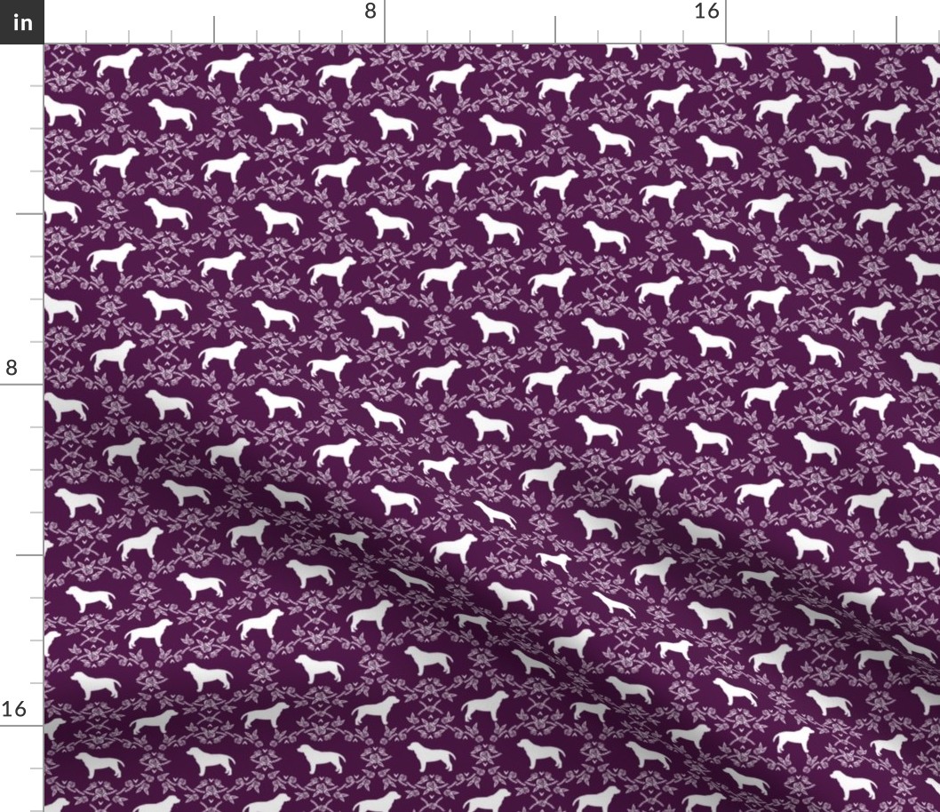 Labrador silhouette floral dog fabric - dog fabric, labrador fabric, dog breed fabric, dog silhouette fabric, dog silhouette, dog, dogs - purple 